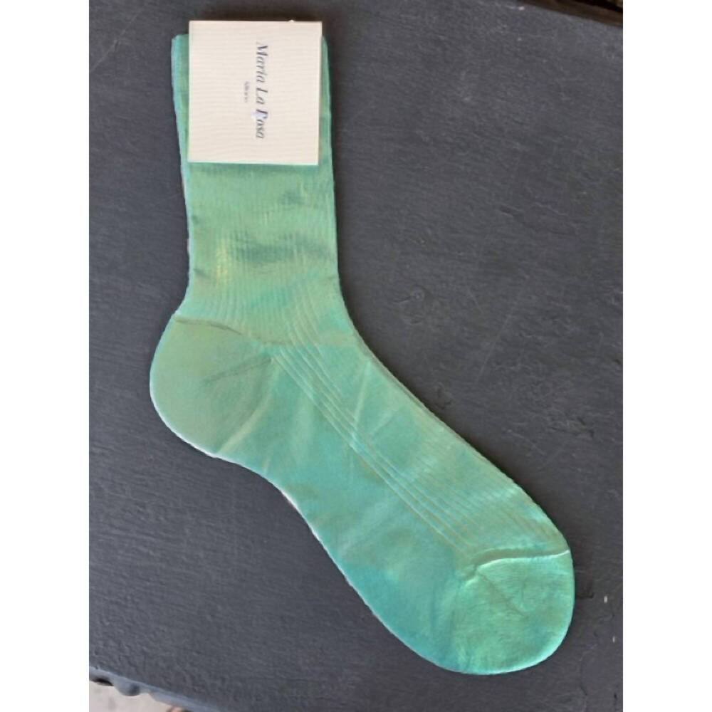 NEW MARIA LA ROSA women's laminated ribbed socks in turquoise